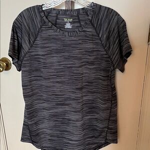 Tek Gear Women's Black and White Striped Short Sleeve Tee